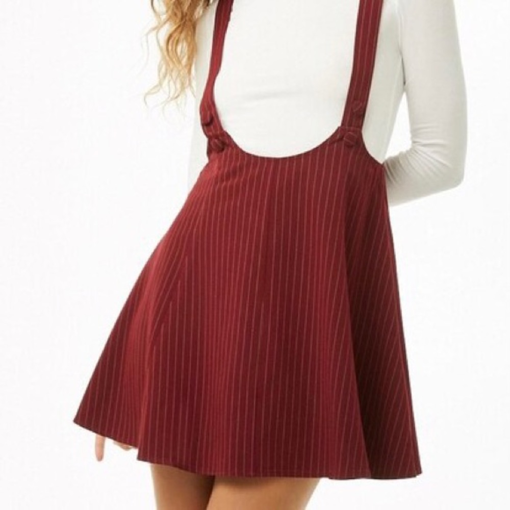 Red Striped Overall Dress
